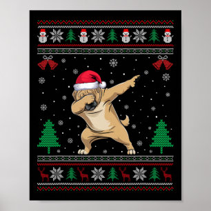 Dabbing Tibetan Mastiff Dog Weihnachtsmannmütze Bo Poster