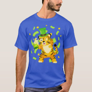 Dabbing Tiger Drink Beer Funny Tiger Happy Patr T-Shirt