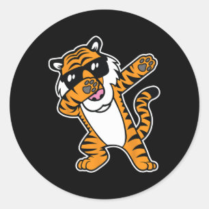 Dabbing Tiger Funny Cool Dating Big Cat Dab Shirt Runder Aufkleber