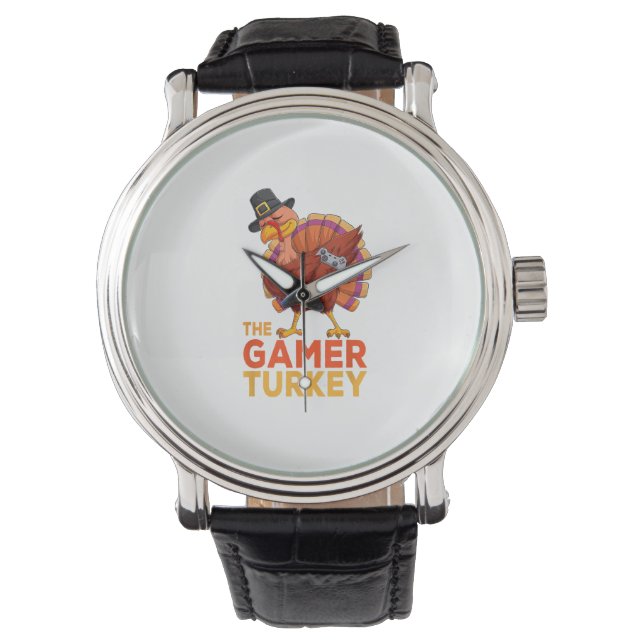 Dabbing Turkey Gamer Erntedank Gaming Kids Boys Armbanduhr (Vorderseite)