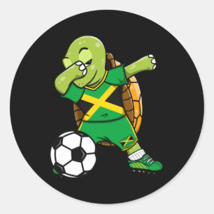 Dabbing Turtle Jamaika Fußballfans Trikot Jamaikan Runder Aufkleber