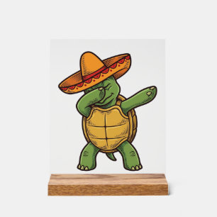 Dabbing Turtle Sombrero Vintage Vector Design_1 Acrylschild