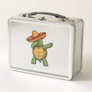 Dabbing Turtle Sombrero Vintage Vector Design_1 Metall Brotdose