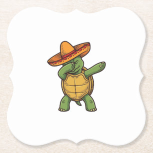 Dabbing Turtle Sombrero Vintage Vector Design_1 Untersetzer
