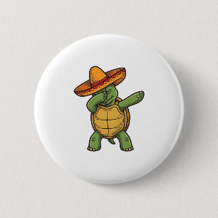 Dabbing Turtle Sombrero Vintage Vektordesign_1 Button