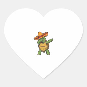 Dabbing Turtle Sombrero Vintage Vektordesign_1 Herz-Aufkleber