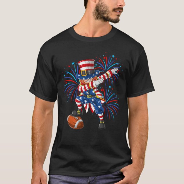 Dabbing Uncle Sam 4. Juli Rugby American Flag T-Shirt (Vorderseite)