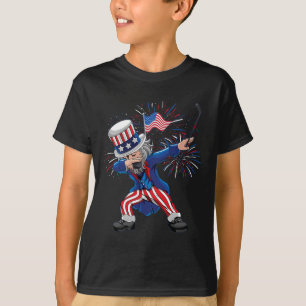 Dabbing Uncle Sam Ice Hockey Puck Unabhängigkeit T T-Shirt