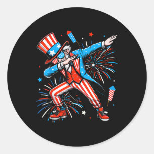 Dabbing Uncle Sam Independence Day American Flag 4 Runder Aufkleber