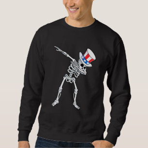 Dabbing Uncle Sam Skeleton 4. Juli Sweatshirt