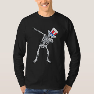 Dabbing Uncle Sam Skeleton 4. Juli T-Shirt