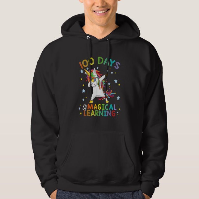 Dabbing Unicorn 100 Days Of Magical Learning 100th Hoodie (Vorderseite)