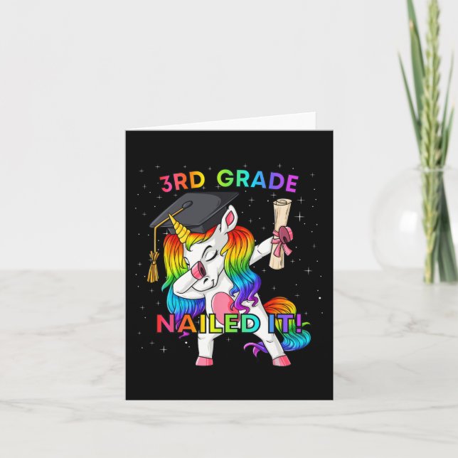 Dabbing Unicorn 3rd Grade Nails It Abschluss Gir Karte (Vorderseite)