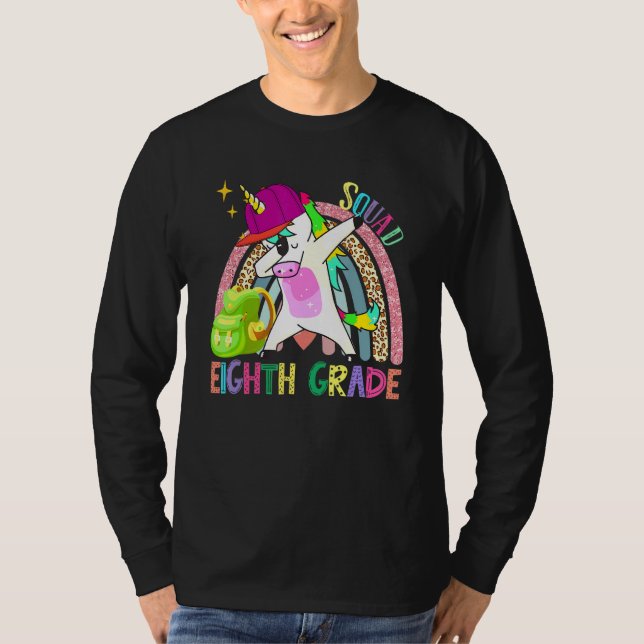 Dabbing Unicorn Achte Klasse 8. Klasse Regenbogen  T-Shirt (Vorderseite)