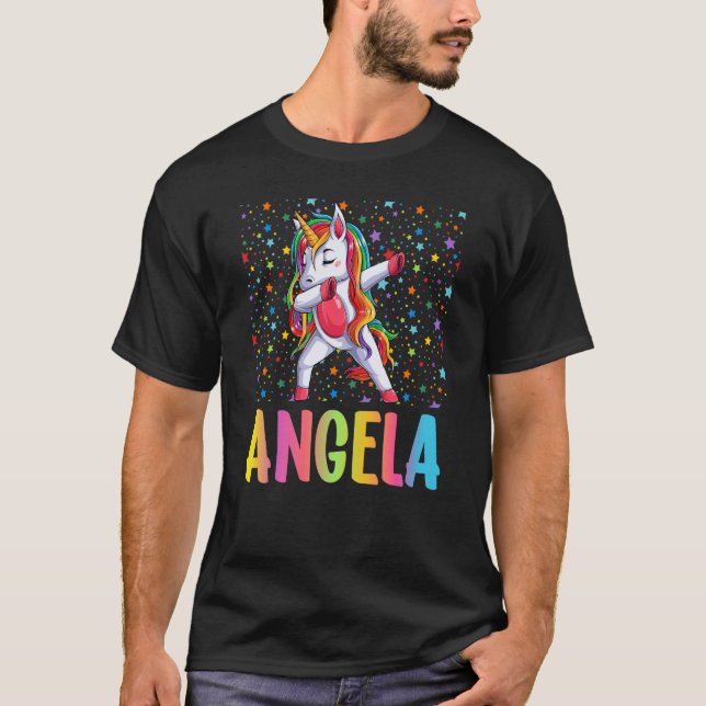 Dabbing Unicorn Angela T-Shirt (Vorderseite)