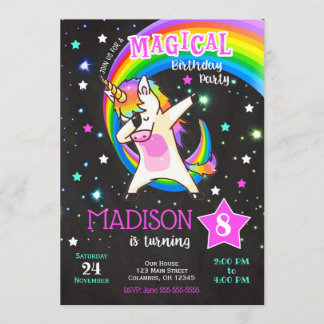 Dabbing Unicorn Anniversaire Invitation