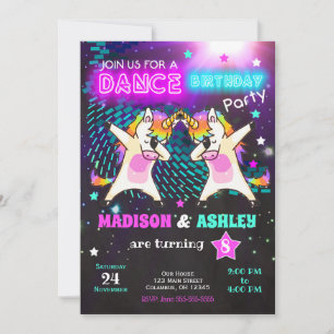 Dabbing Unicorn Anniversaire Invitation / Partie c