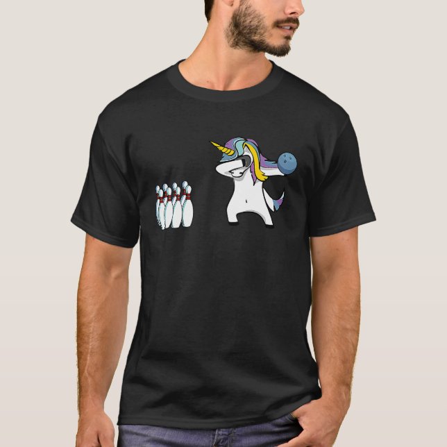 Dabbing unicorn bowling matching league team bowle T-Shirt (Vorderseite)