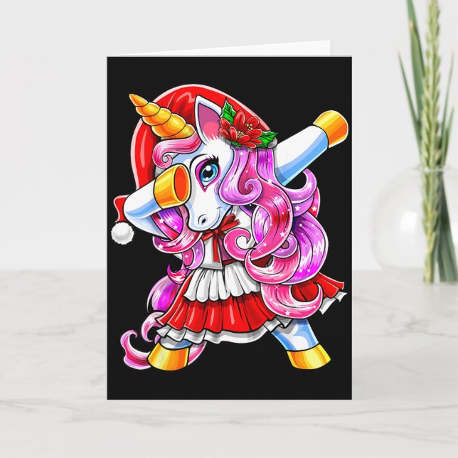 Dabbing Unicorn Christmas Santa Costume Unicorn Gi Karte (Vorderseite)