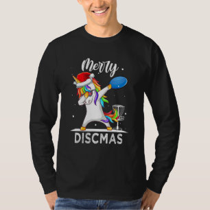 Dabbing Unicorn Dab Xmas Disk Golf Player Christma T-Shirt