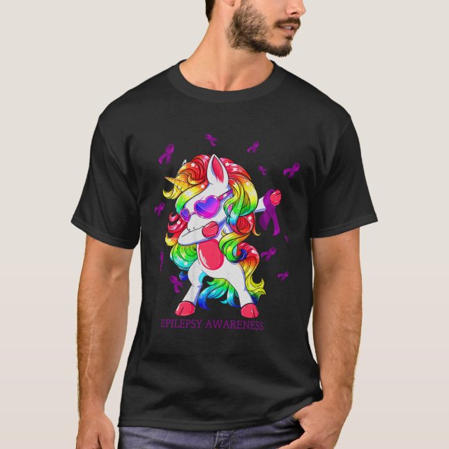 Dabbing Unicorn Epilepsy Sensibilisierungskampagne T-Shirt (Vorderseite)