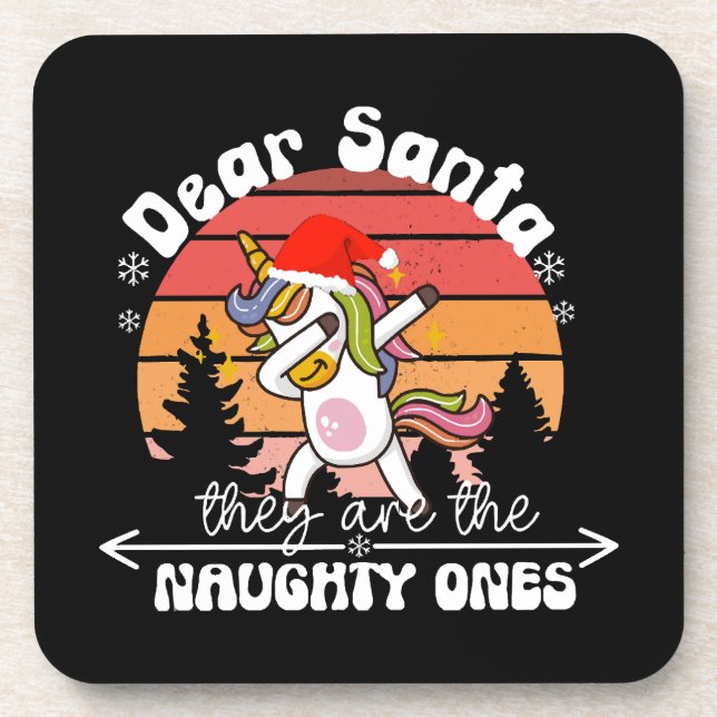 Dabbing Unicorn Funny Christmas Getränkeuntersetzer (Vorderseite)