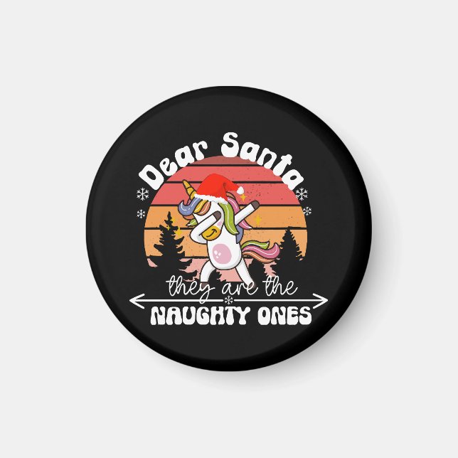 Dabbing Unicorn Funny Christmas Magnet (Vorne)