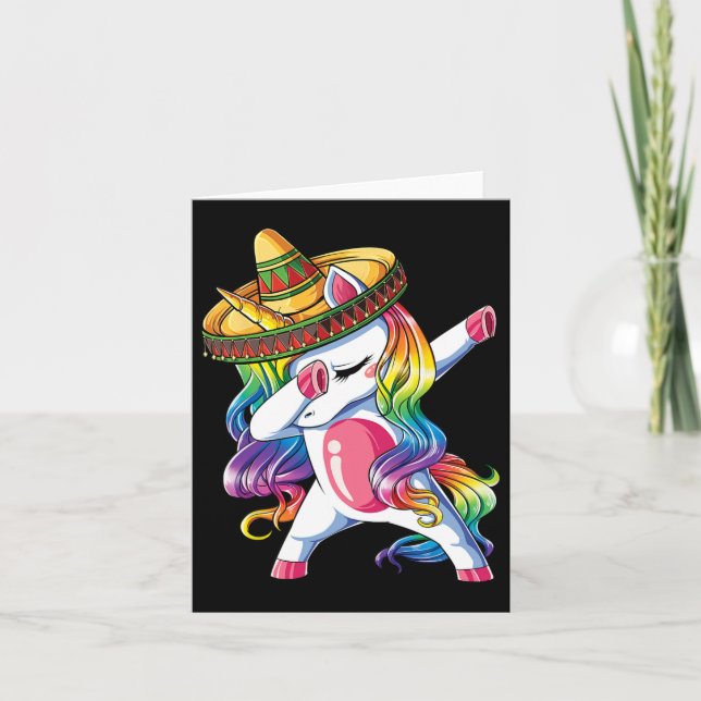 Dabbing Unicorn Funny Cinco De Mayo Rainbow Karte (Vorderseite)