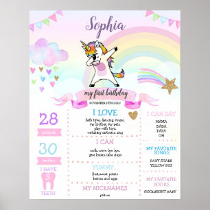 Dabbing Unicorn Girl Poster