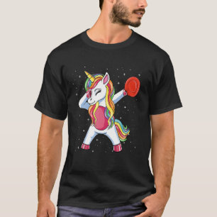 Dabbing Unicorn Golfer Flying Disk Golf Player Gir T-Shirt