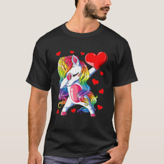 Dabbing Unicorn Herz Valentinstag Girls comunale T-Shirt