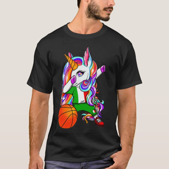 Dabbing Unicorn Italien Basketball Fans Jersey Ita T-Shirt (Vorderseite)