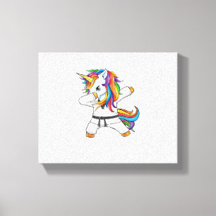 Dabbing Unicorn Karate Taekwondo Kinder Girls Leinwanddruck