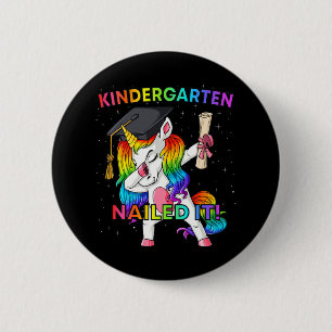 Dabbing Unicorn Kindergarten Nails It Abschluss Button