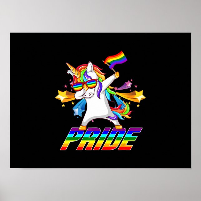 Dabbing Unicorn LGBT Gay Pride Poster (Vorne)