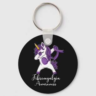 Dabbing Unicorn Lila Ribbon Fibromyalgie Awarene Schlüsselanhänger