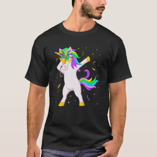 Dabbing Unicorn Mardi Gras Maskenwald T-Shirt