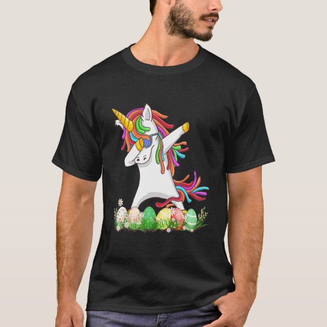 Dabbing Unicorn Osterkorb Basketballkörbe Eizellbä T-Shirt (Vorderseite)