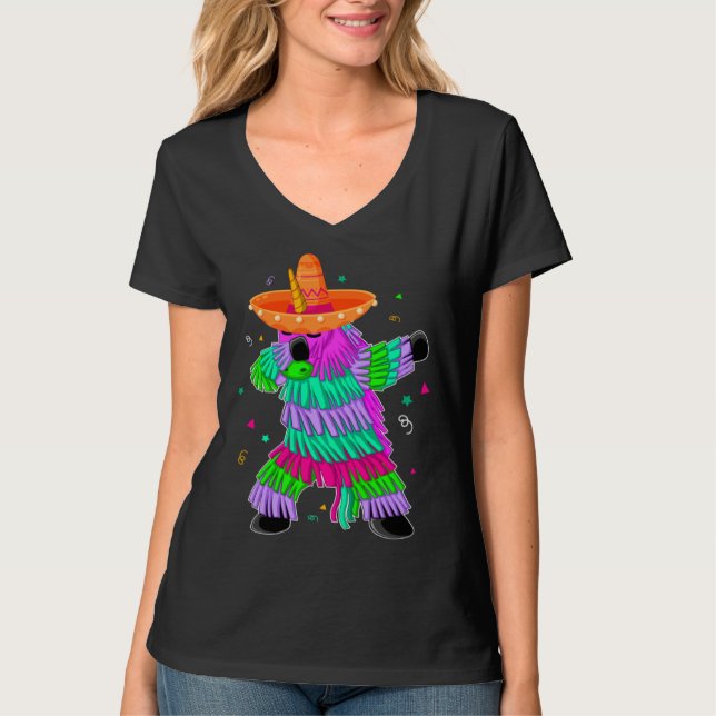 Dabbing Unicorn Pinata Mexican Fiesta Cinco De May T-Shirt (Vorderseite)