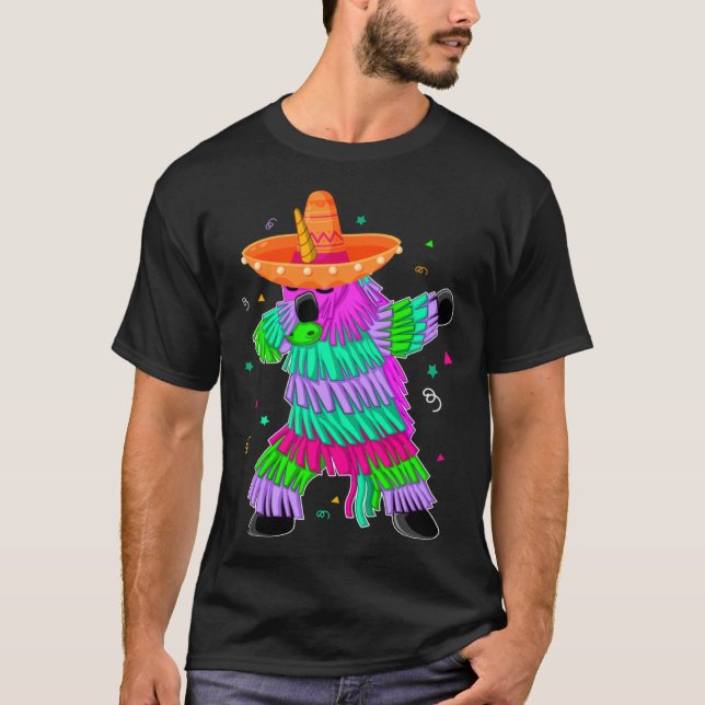 Dabbing Unicorn Pinata Mexican Fiesta Cinco De May T-Shirt (Vorderseite)