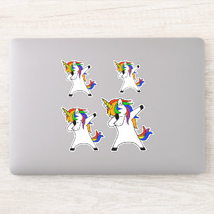 Dabbing Unicorn Rainbow Aufkleber