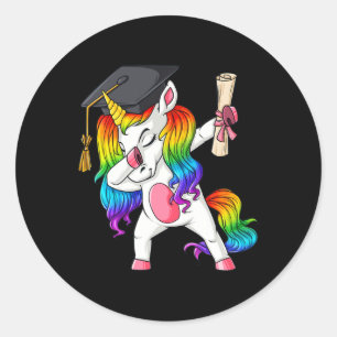 Dabbing Unicorn School Abschluss Dab Girls Kinder  Runder Aufkleber