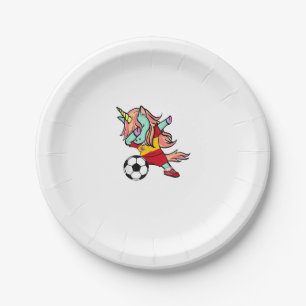 Dabbing Unicorn Soccer Spanien Jersey Shirt Spanis Pappteller