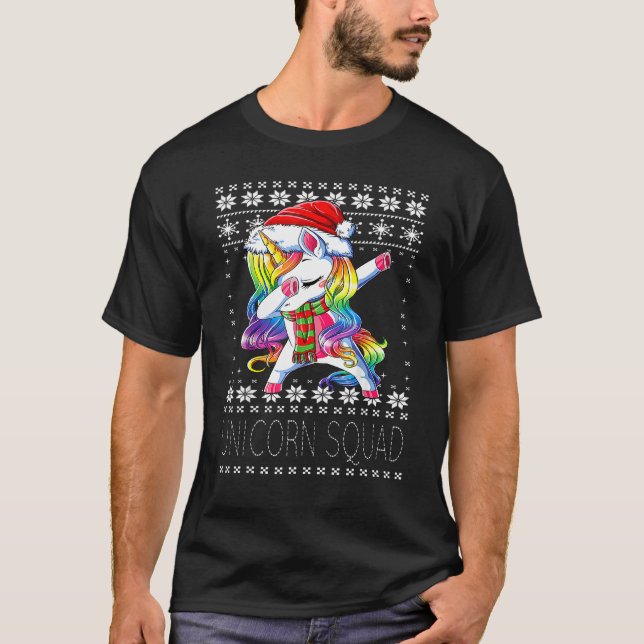 Dabbing Unicorn Squad Père Noël Sweat Noël laid (Devant)