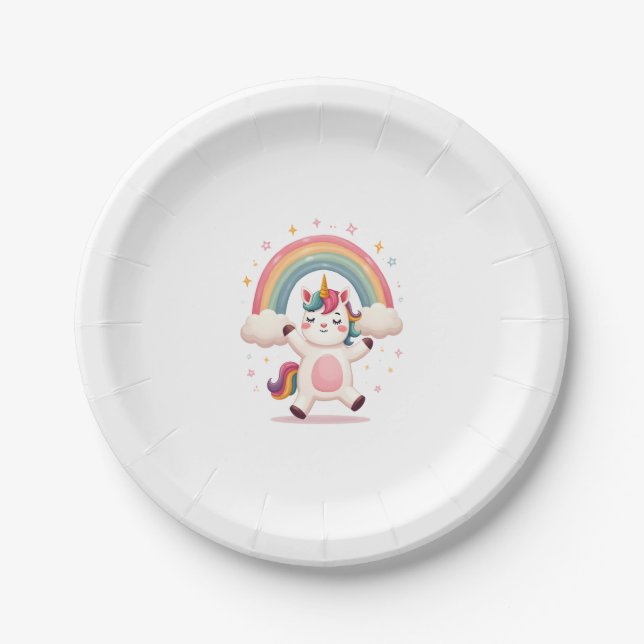 Dabbing Unicorn T Shirt - Funny Dab Dance Rainbow  Pappteller (Vorderseite)