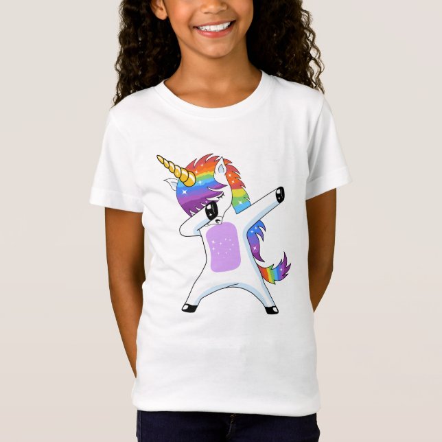 Dabbing Unicorn - Tanzen Rainbow Einhorngeschenke T-Shirt (Vorderseite)