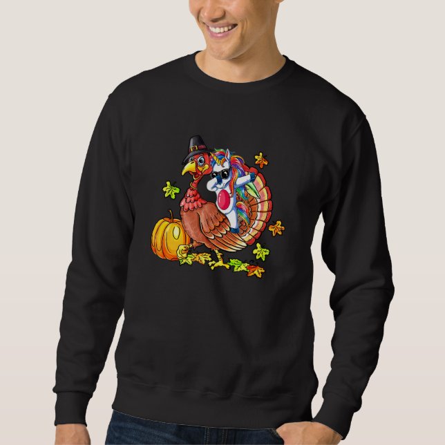 Dabbing Unicorn Türkei Reiten Erntedank Unicorn Sweatshirt (Vorderseite)