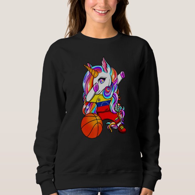 Dabbing Unicorn Venezuela Basketball Fans Jersey B Sweatshirt (Vorderseite)