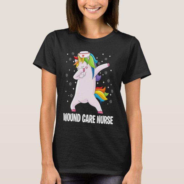 Dabbing Unicorn  Wound Care Nurse Wound Ostomy Nur T-Shirt (Vorderseite)