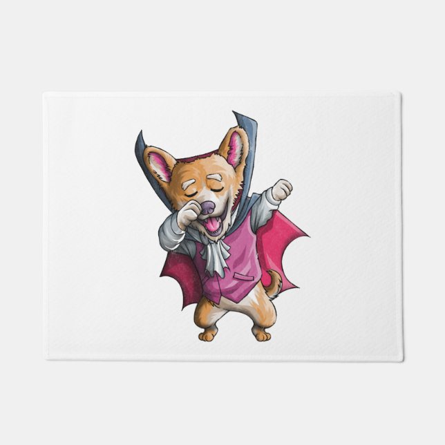 Dabbing Vampire Corgi Niedlich Halloween Corgi Fun Fußmatte (Vorderseite)